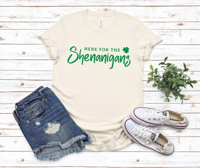 St. Patrick's Day Shirt, Here For The Shenanigans Shirt, Funny St Patricks Day Tee - image2